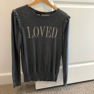 White House Black Market LOVED sweater Gray/Gold M